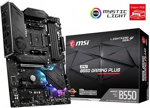Carte Mere | MSI Carte mère de jeu MPG B550 Gaming Plus (ATX), AMD AM4, DDR4 M.2, USB 3.2 Gen 2, HDMI ATX