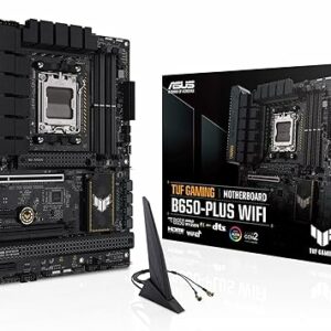 Carte mère | ASUS TUF GAMING B650-PLUS WIFI – Carte mère gaming AMD Ryzen AM5 ATX (14 phases d'alimentation, PCIe 5.0 M.2 support, DDR5, WiFi 6, 2.5 Gb Ethernet, USB4, Aura Sync RGB)
